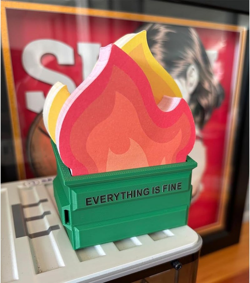 Infmetry Garbage Can Fire Sticky Notes Office Supplies Flame Notepads Desk Accessories Funny White Elephant Gifts for Coworker Boss Teacher Women Men Adult 300 Sheets - Image 1